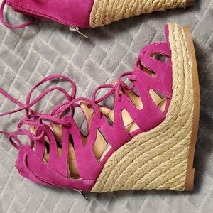Barbie pink lace up Espadrilles